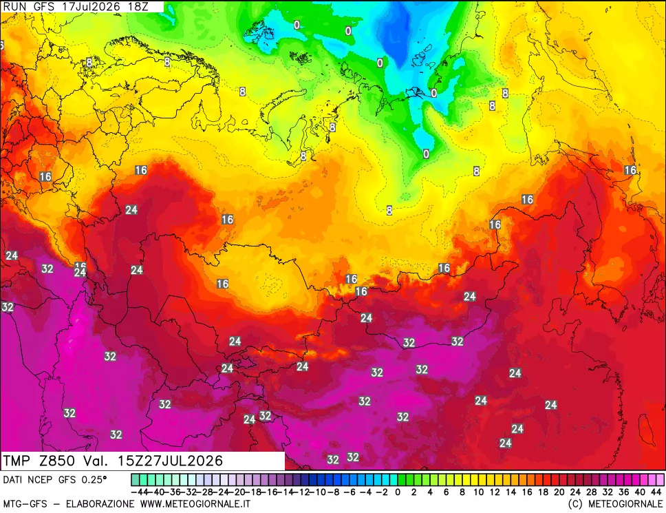 mappa 850 hPa Temp