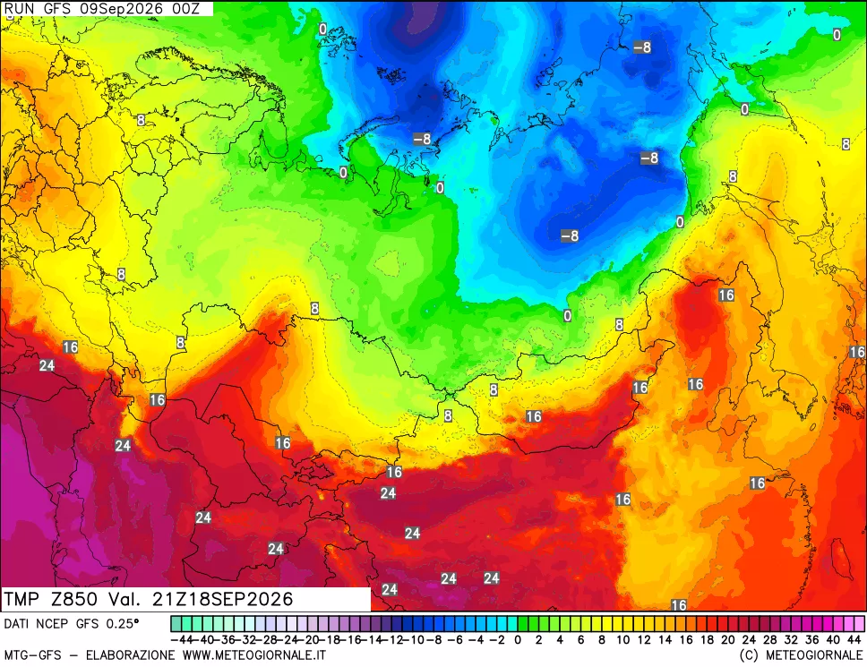 mappa 850 hPa Temp