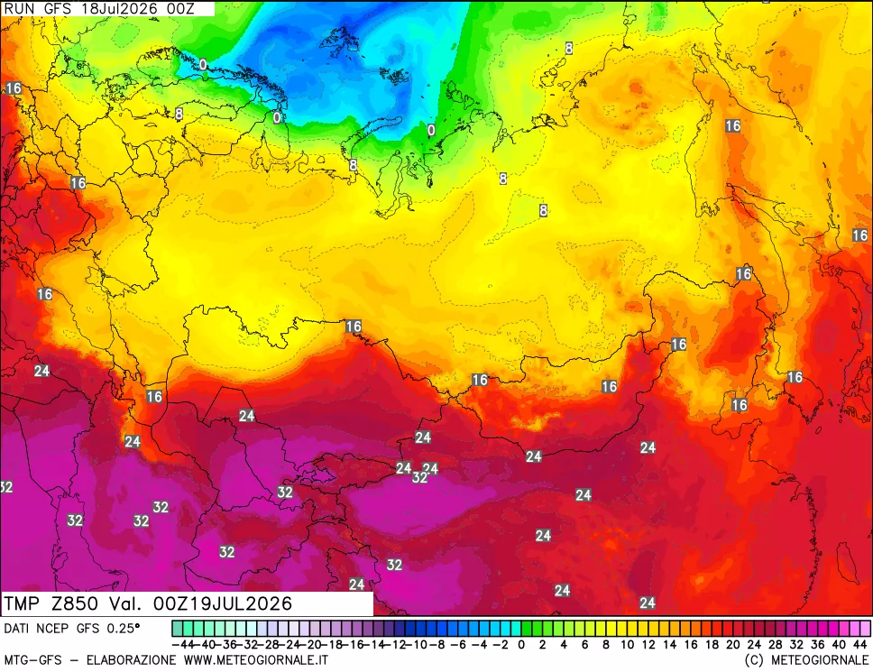 mappa 850 hPa Temp