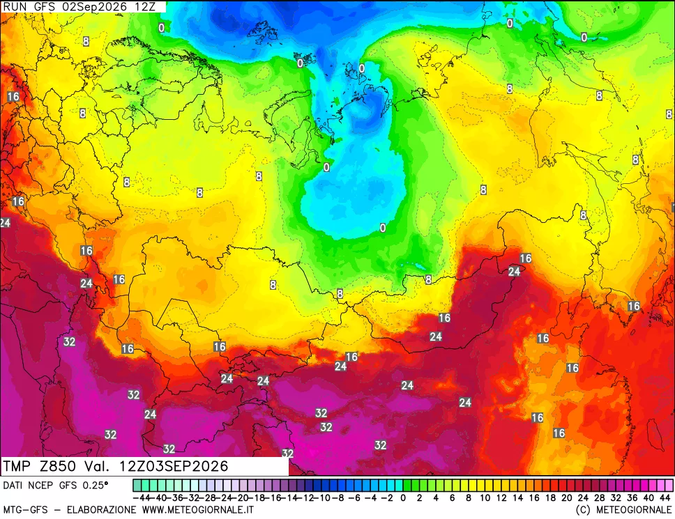 mappa 850 hPa Temp