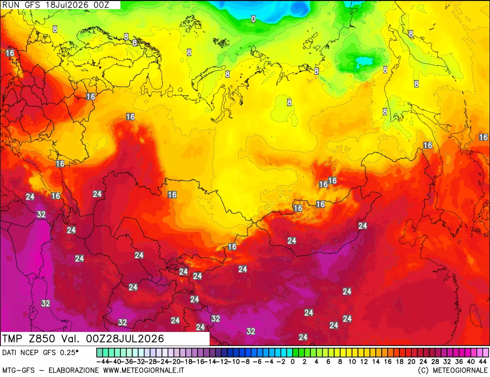 mappa 850 hPa Temp