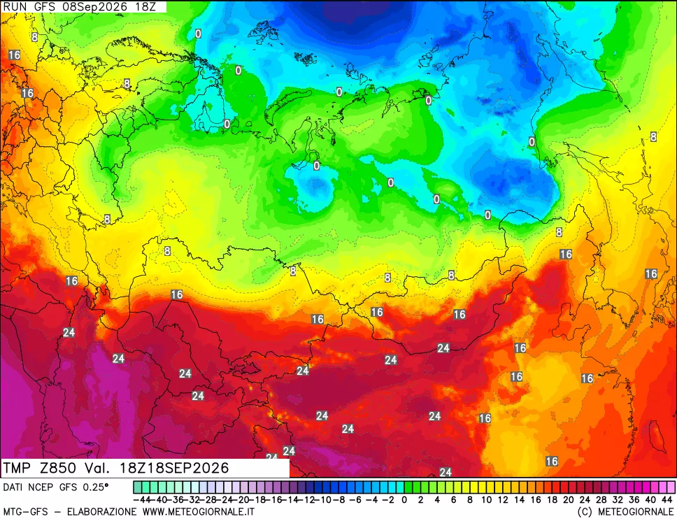 mappa 850 hPa Temp
