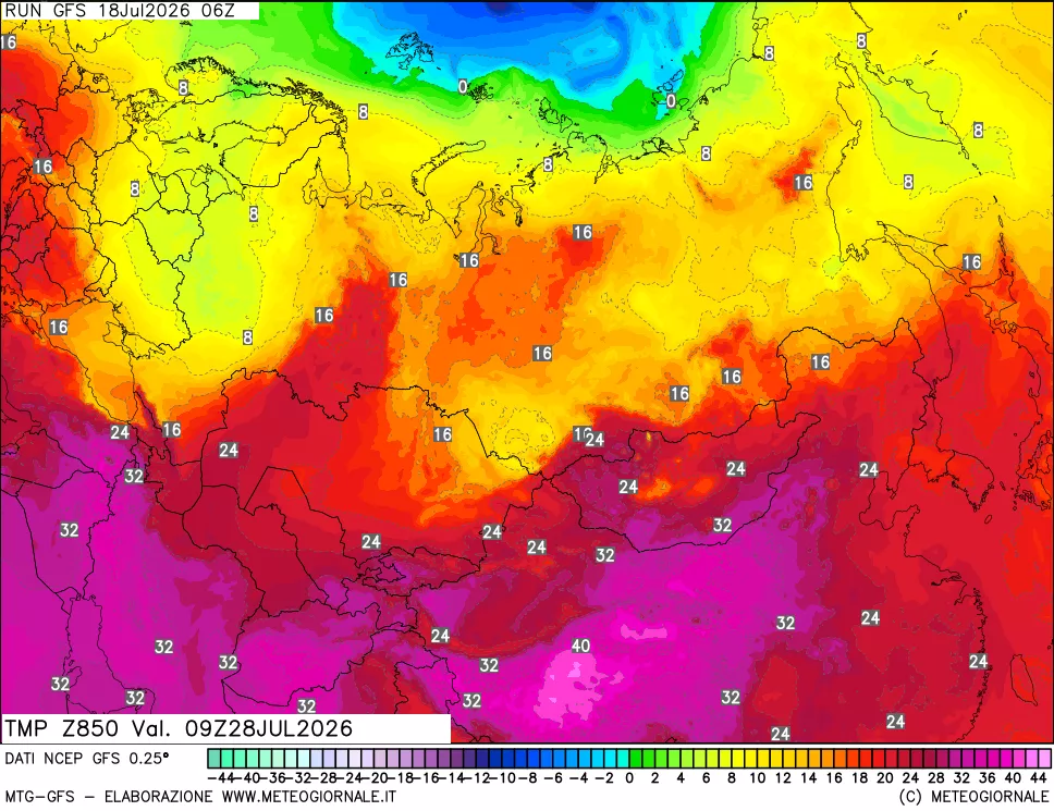 mappa 850 hPa Temp