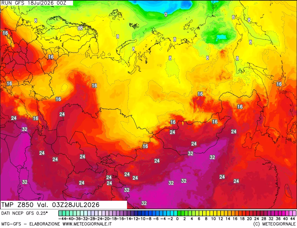 mappa 850 hPa Temp