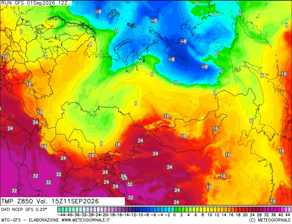 mappa 850 hPa Temp