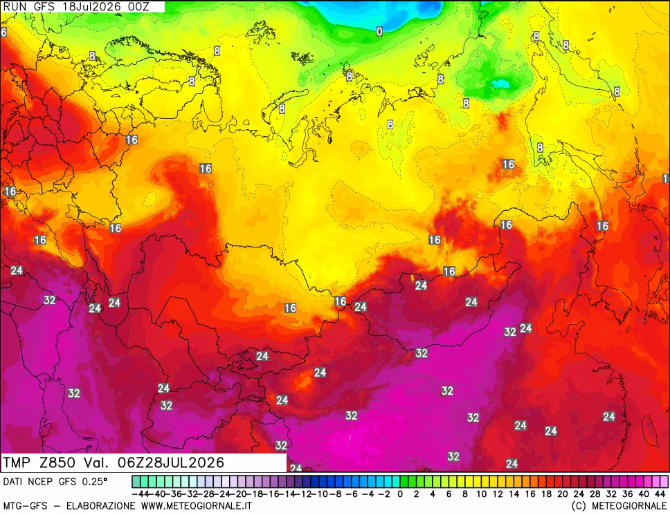 mappa 850 hPa Temp