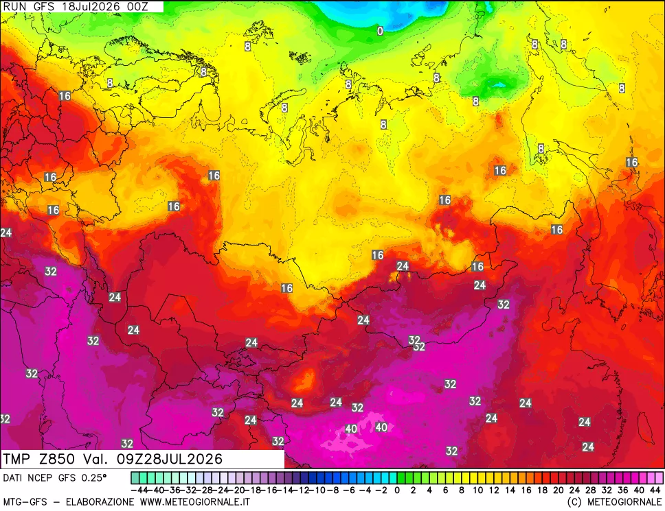 mappa 850 hPa Temp