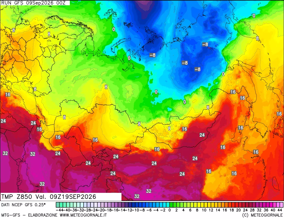 mappa 850 hPa Temp