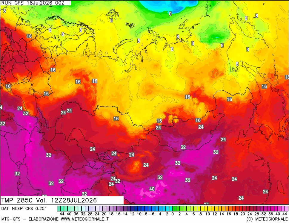 mappa 850 hPa Temp