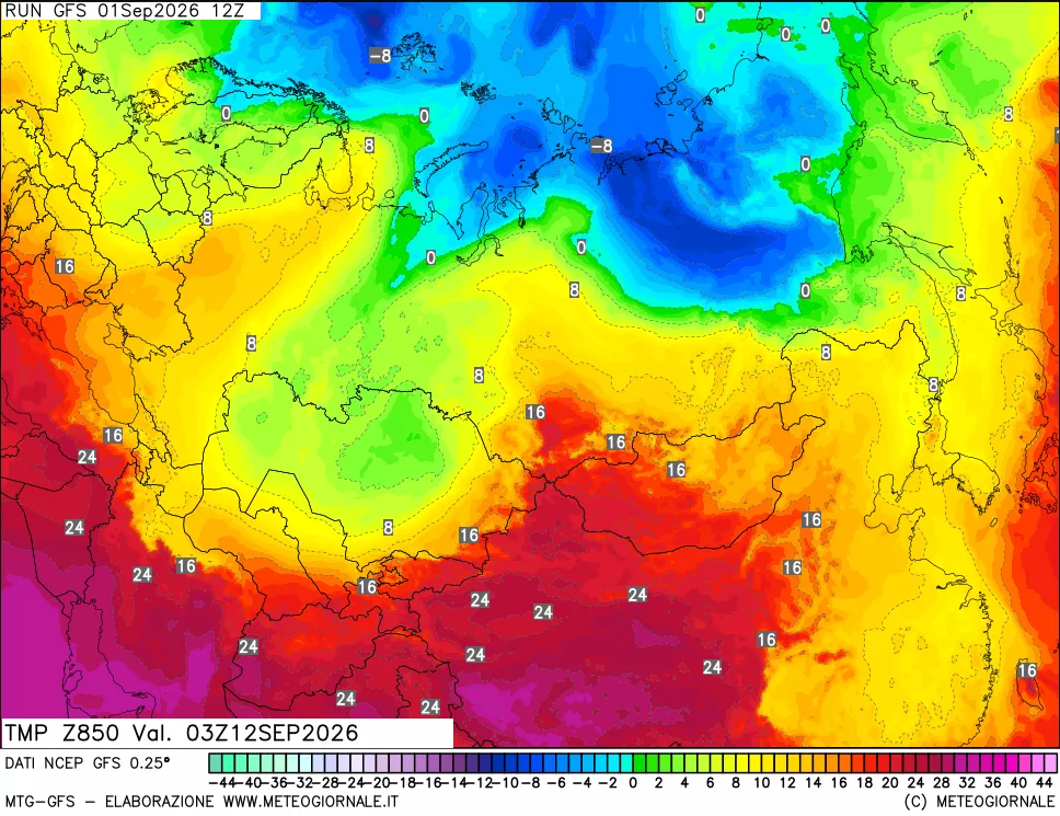 mappa 850 hPa Temp