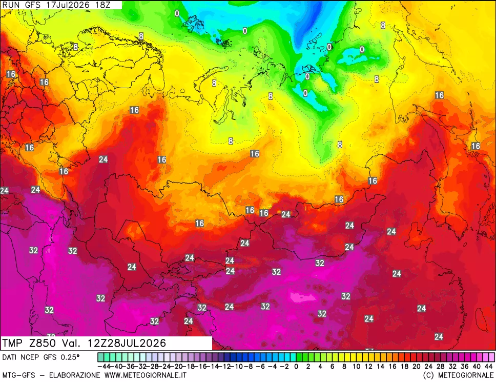 mappa 850 hPa Temp