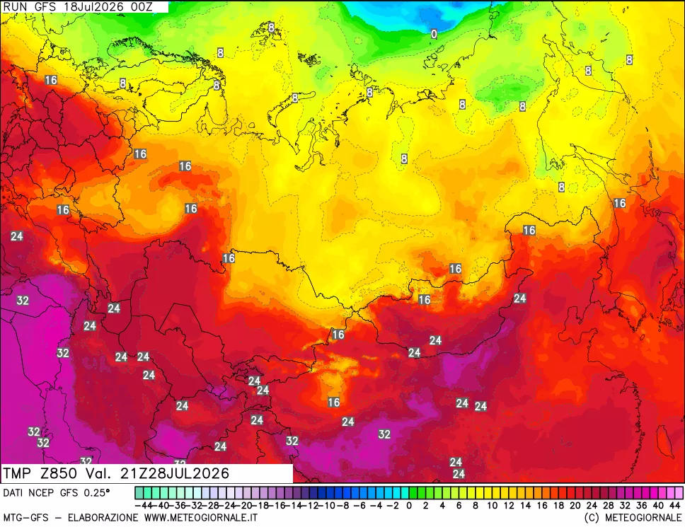 mappa 850 hPa Temp