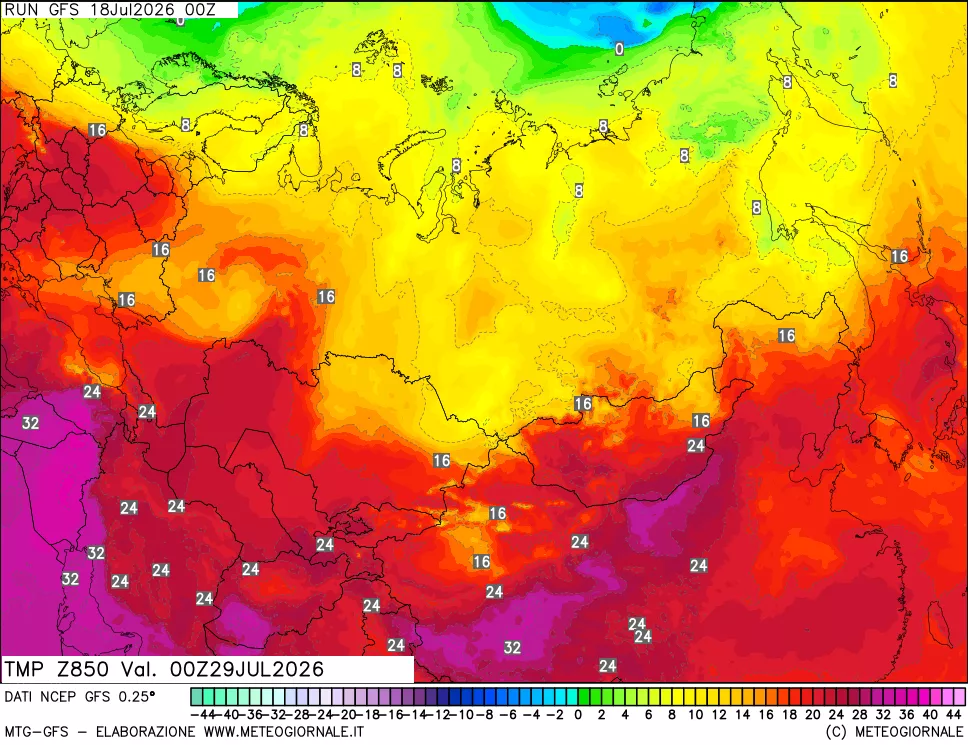 mappa 850 hPa Temp