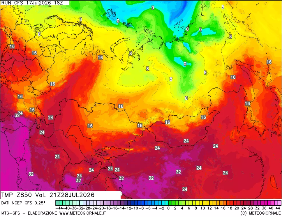 mappa 850 hPa Temp