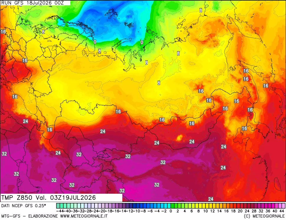 mappa 850 hPa Temp