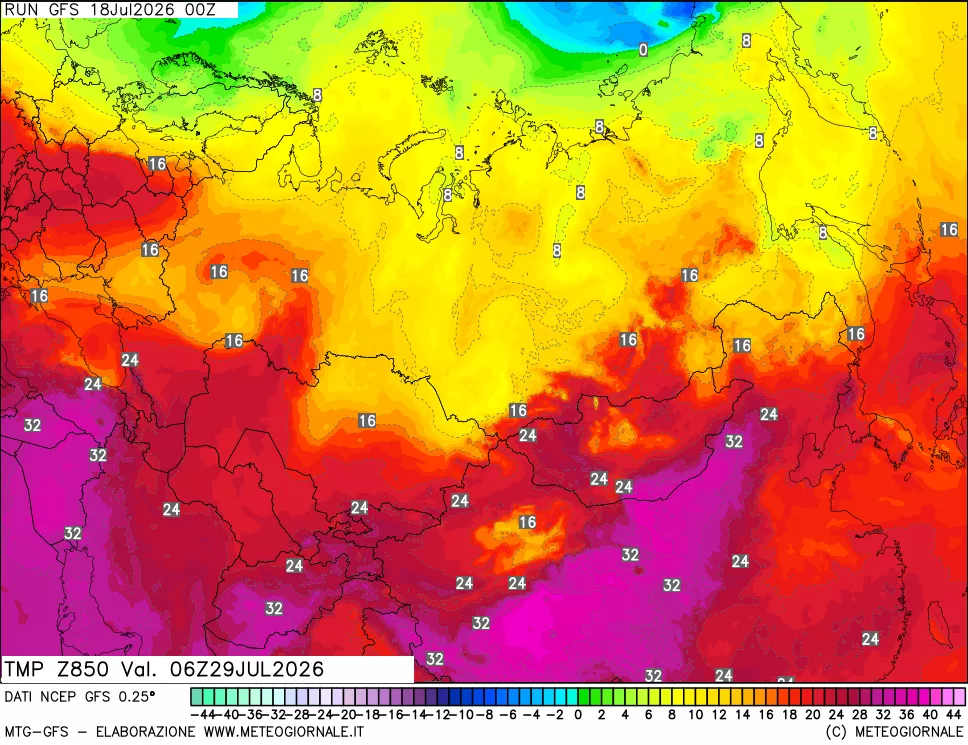 mappa 850 hPa Temp