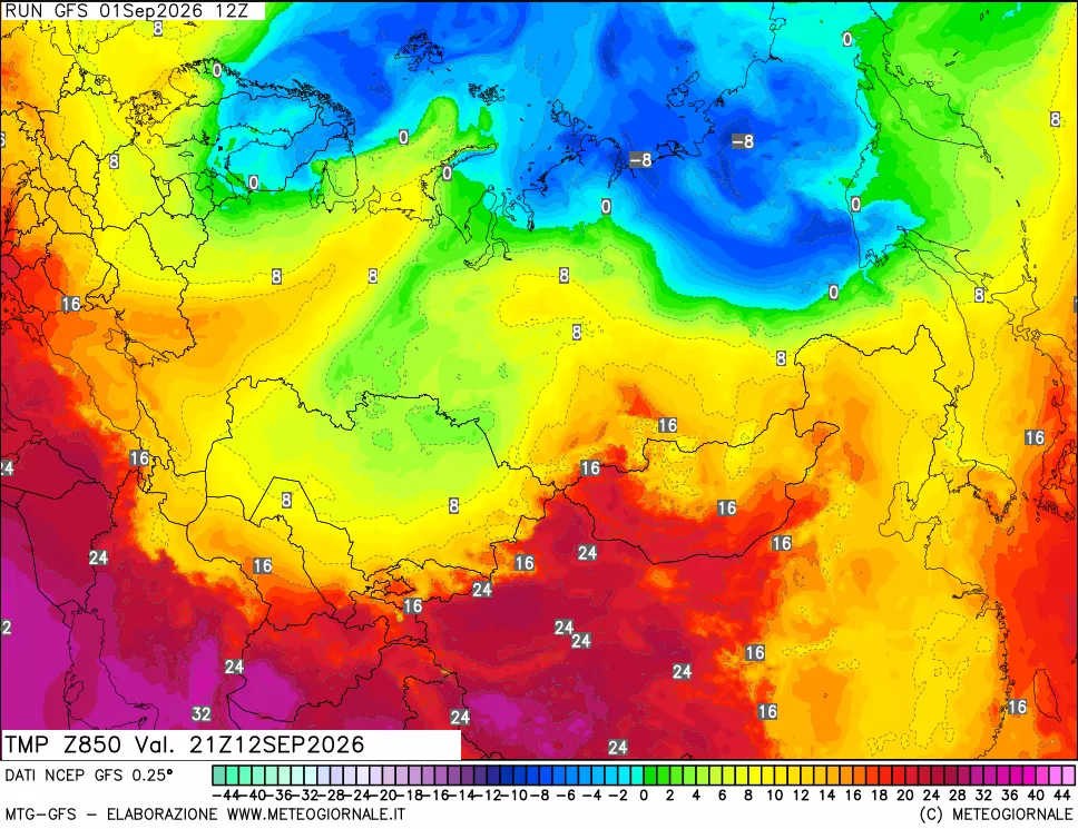 mappa 850 hPa Temp
