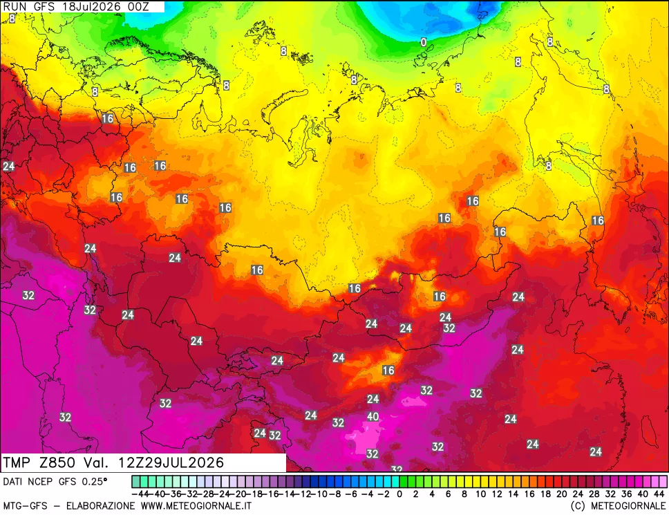 mappa 850 hPa Temp