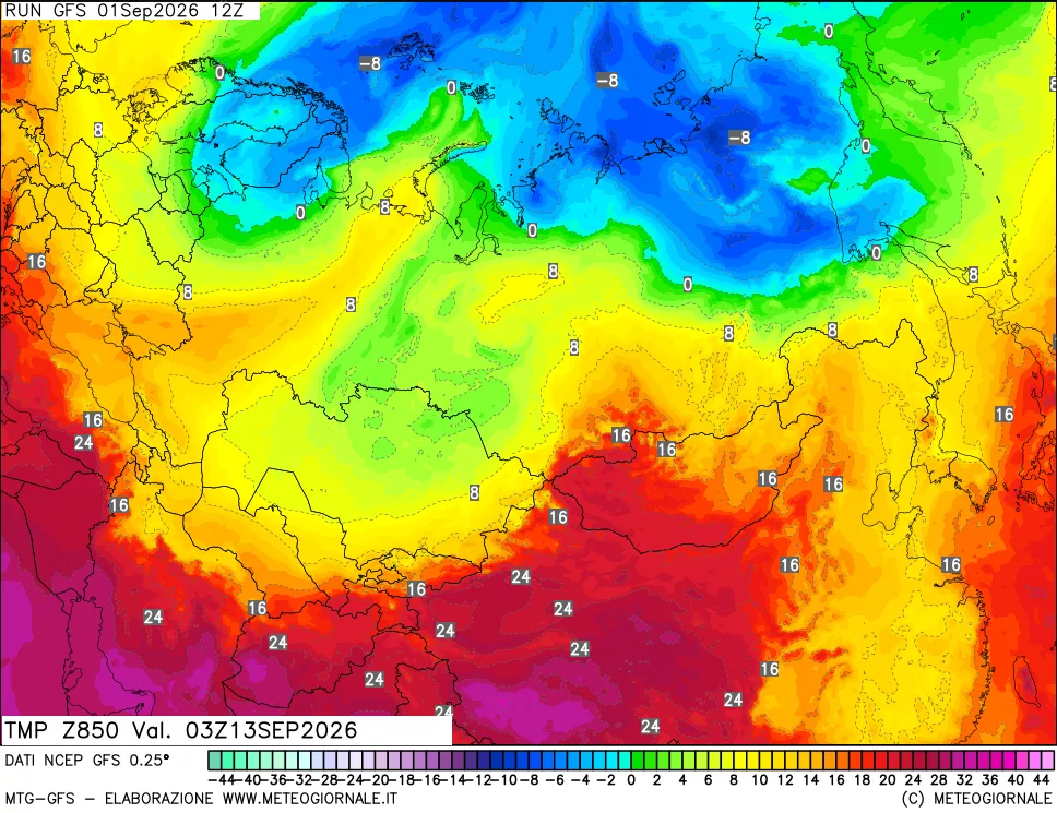 mappa 850 hPa Temp
