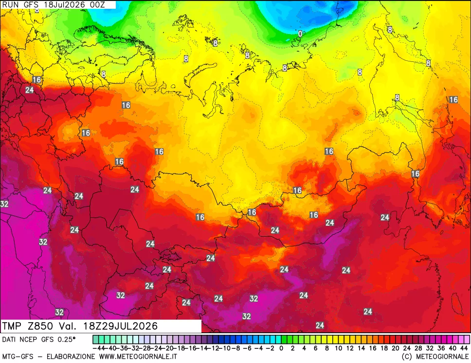 mappa 850 hPa Temp