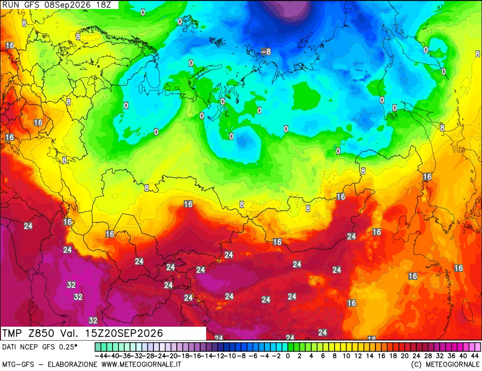 mappa 850 hPa Temp