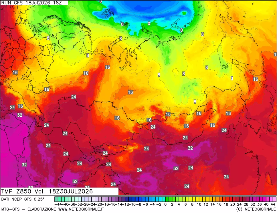 mappa 850 hPa Temp