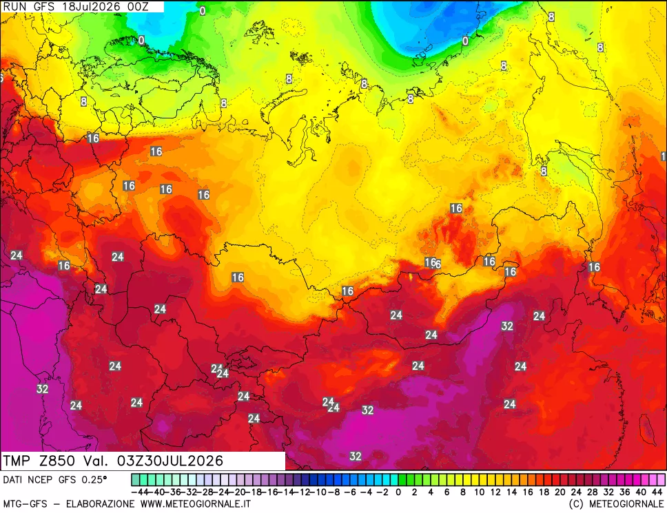 mappa 850 hPa Temp