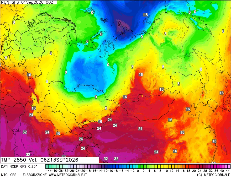 mappa 850 hPa Temp