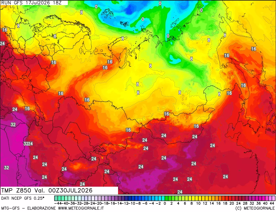 mappa 850 hPa Temp