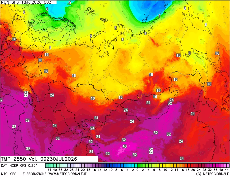 mappa 850 hPa Temp