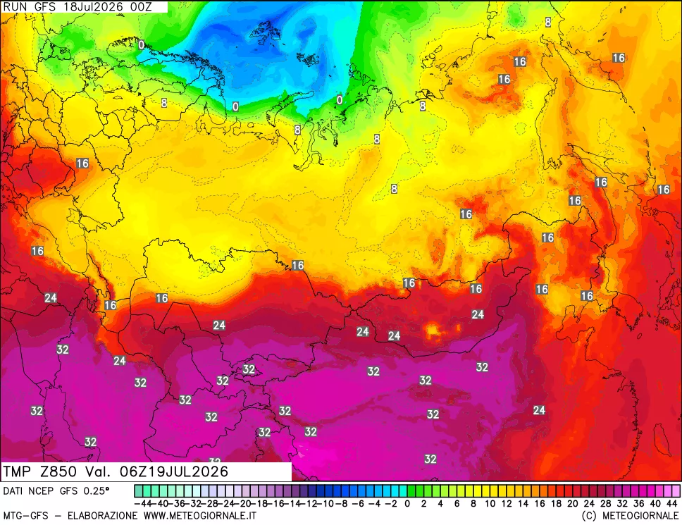 mappa 850 hPa Temp