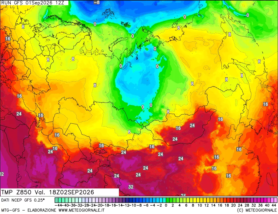 mappa 850 hPa Temp