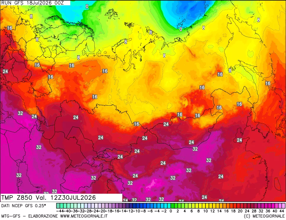 mappa 850 hPa Temp