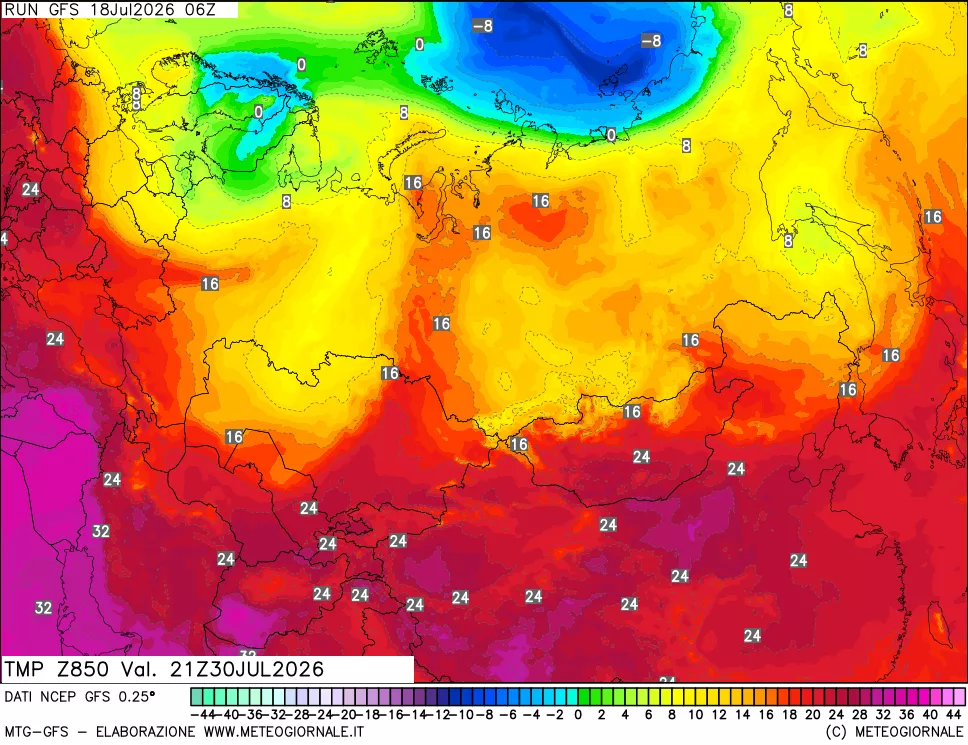 mappa 850 hPa Temp
