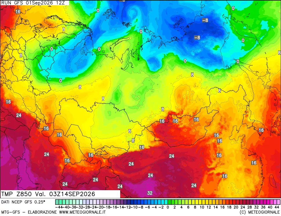 mappa 850 hPa Temp