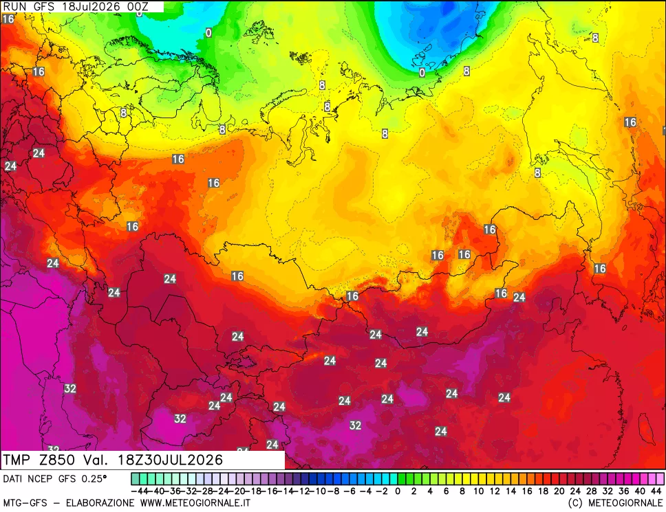 mappa 850 hPa Temp