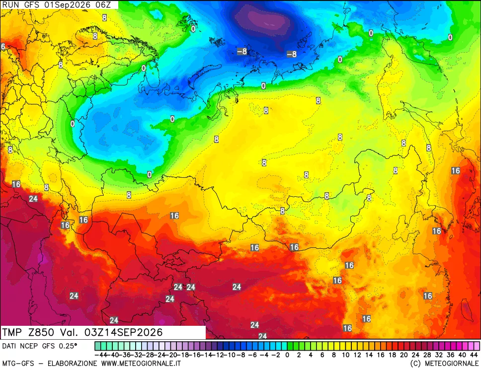 mappa 850 hPa Temp
