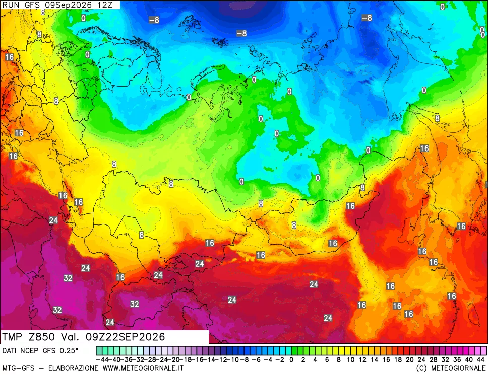 mappa 850 hPa Temp