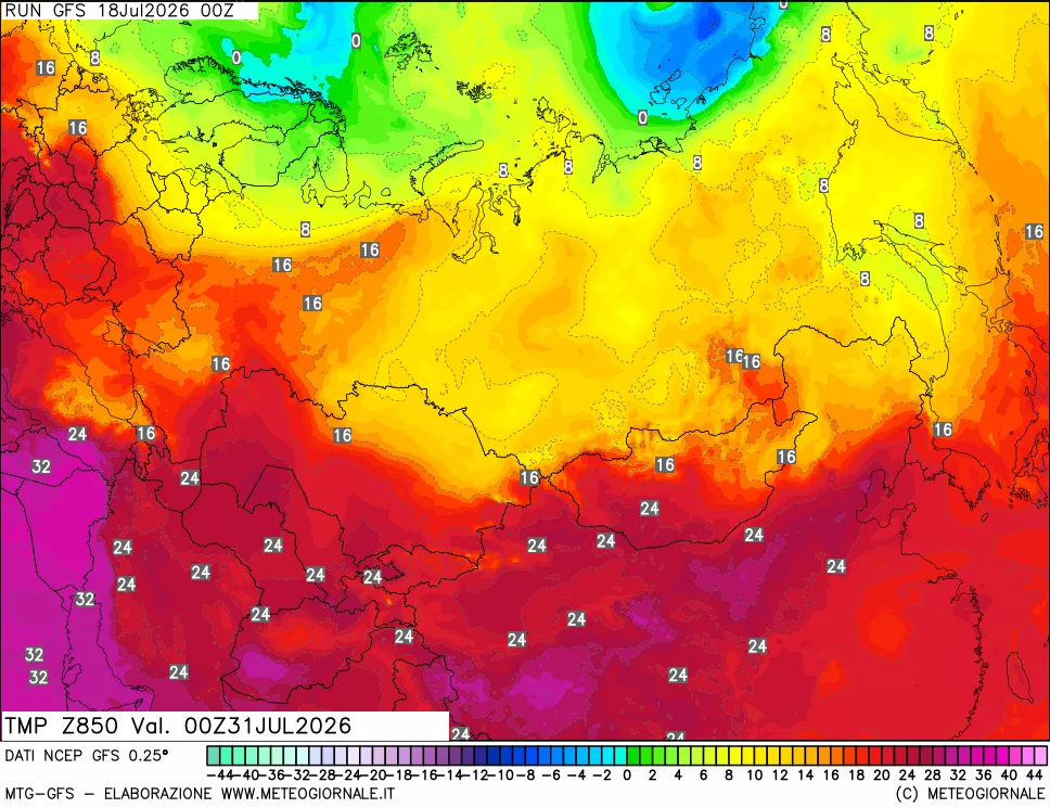 mappa 850 hPa Temp