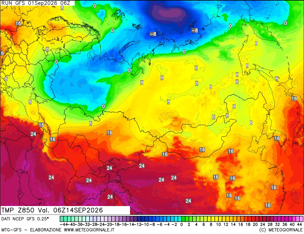mappa 850 hPa Temp