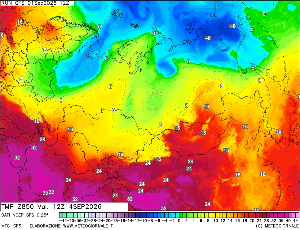 mappa 850 hPa Temp