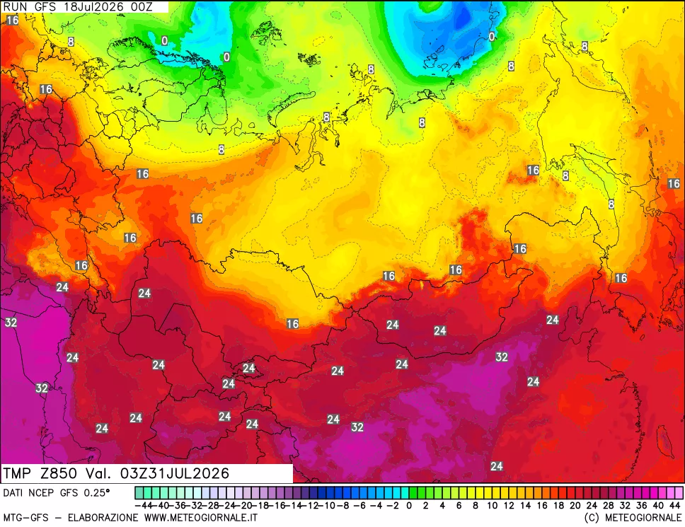 mappa 850 hPa Temp