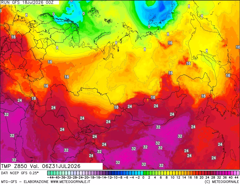 mappa 850 hPa Temp