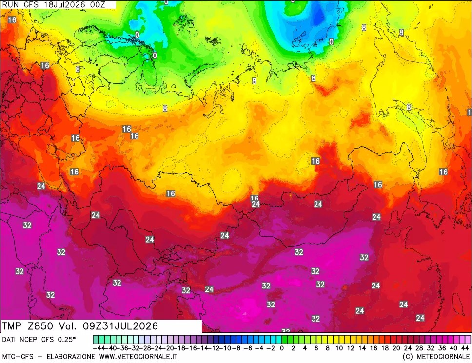 mappa 850 hPa Temp