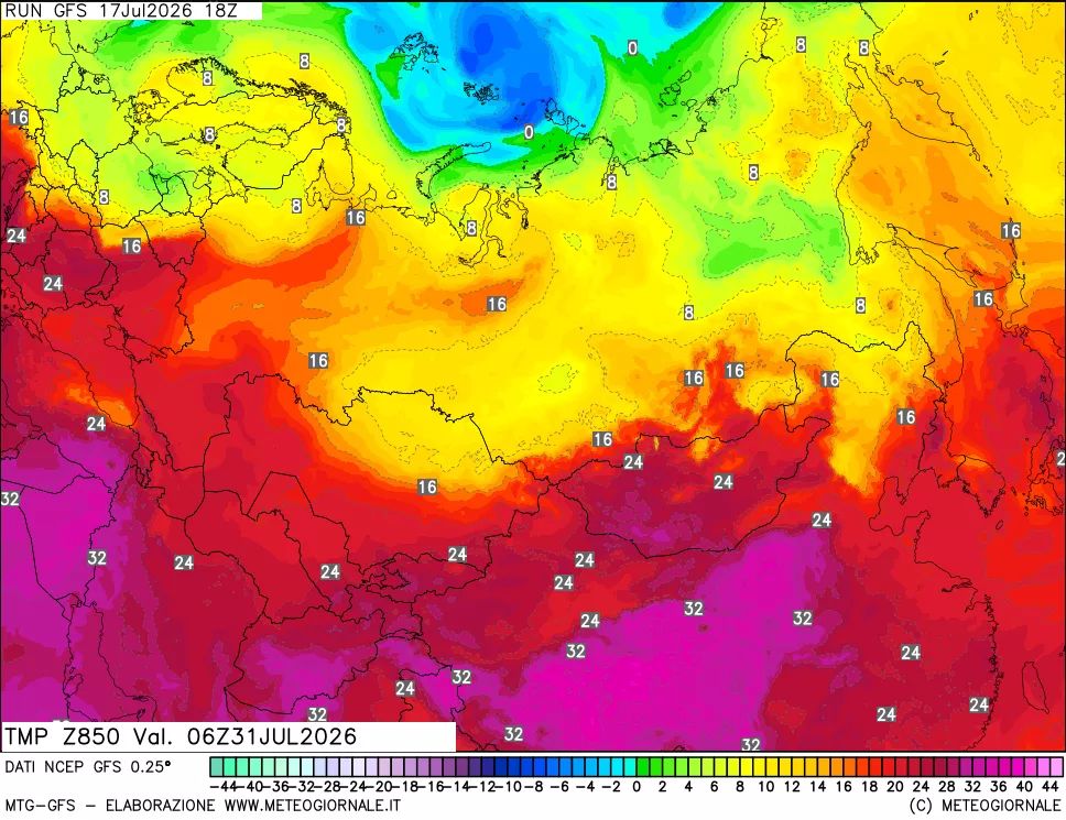 mappa 850 hPa Temp