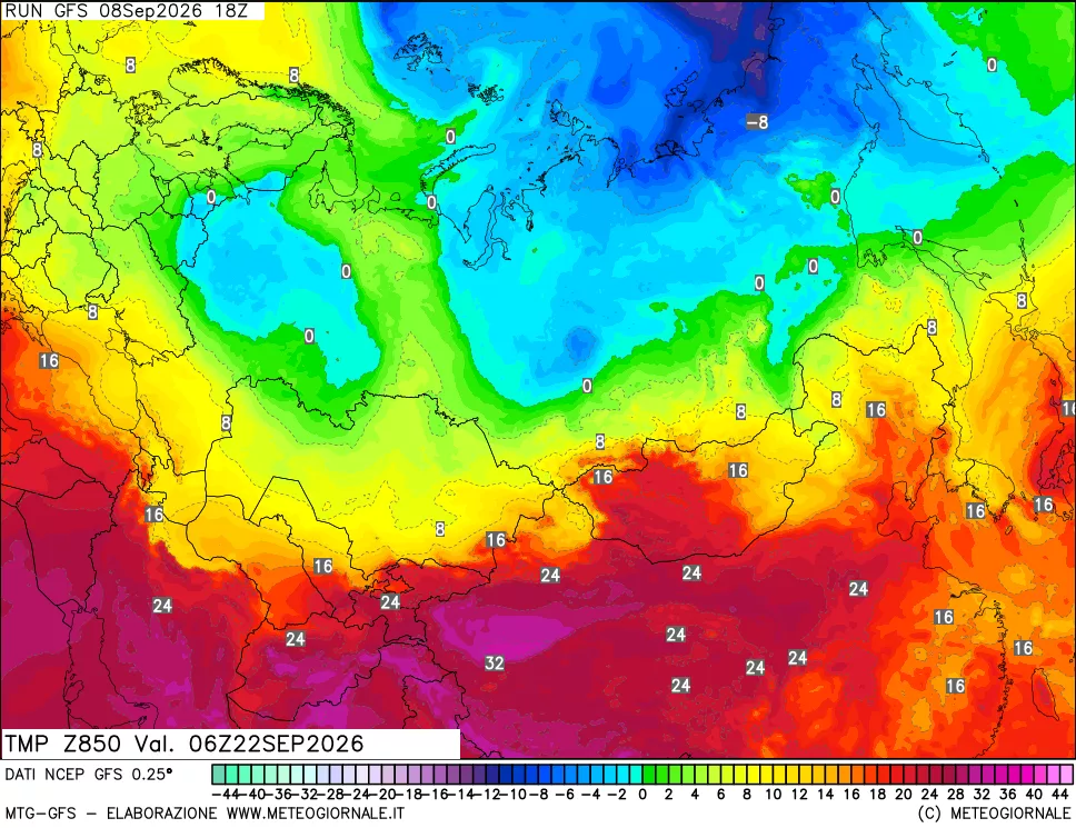 mappa 850 hPa Temp