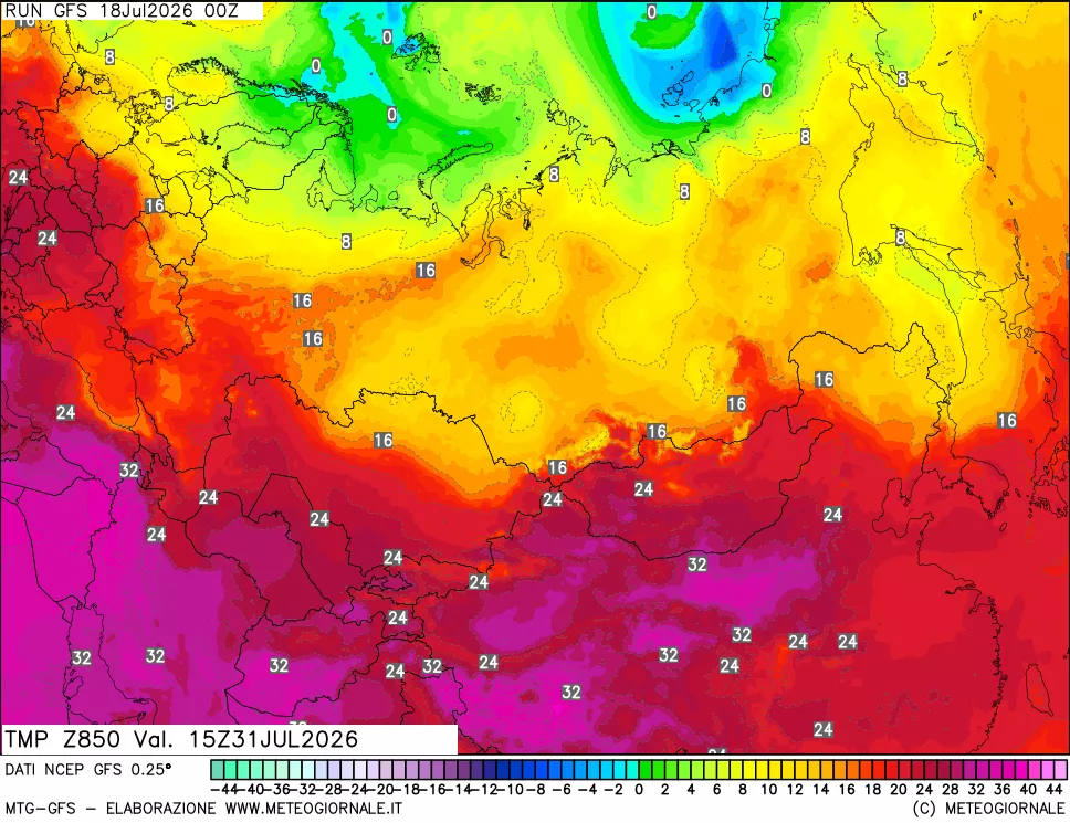 mappa 850 hPa Temp