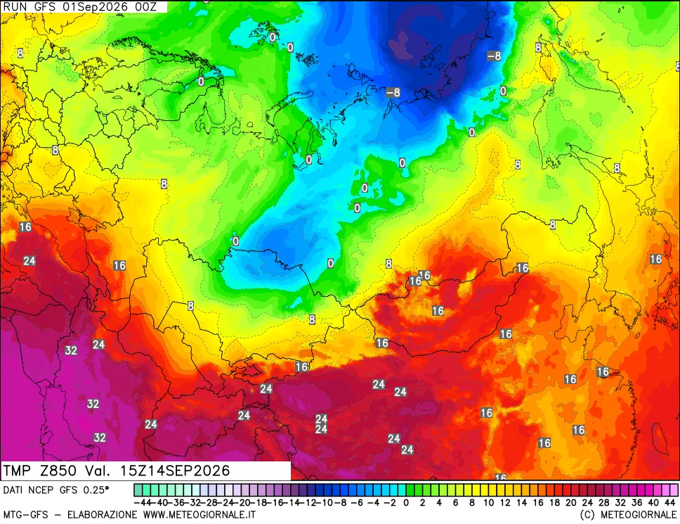 mappa 850 hPa Temp
