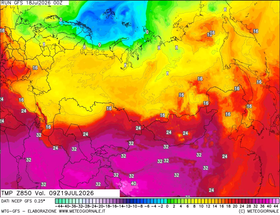 mappa 850 hPa Temp