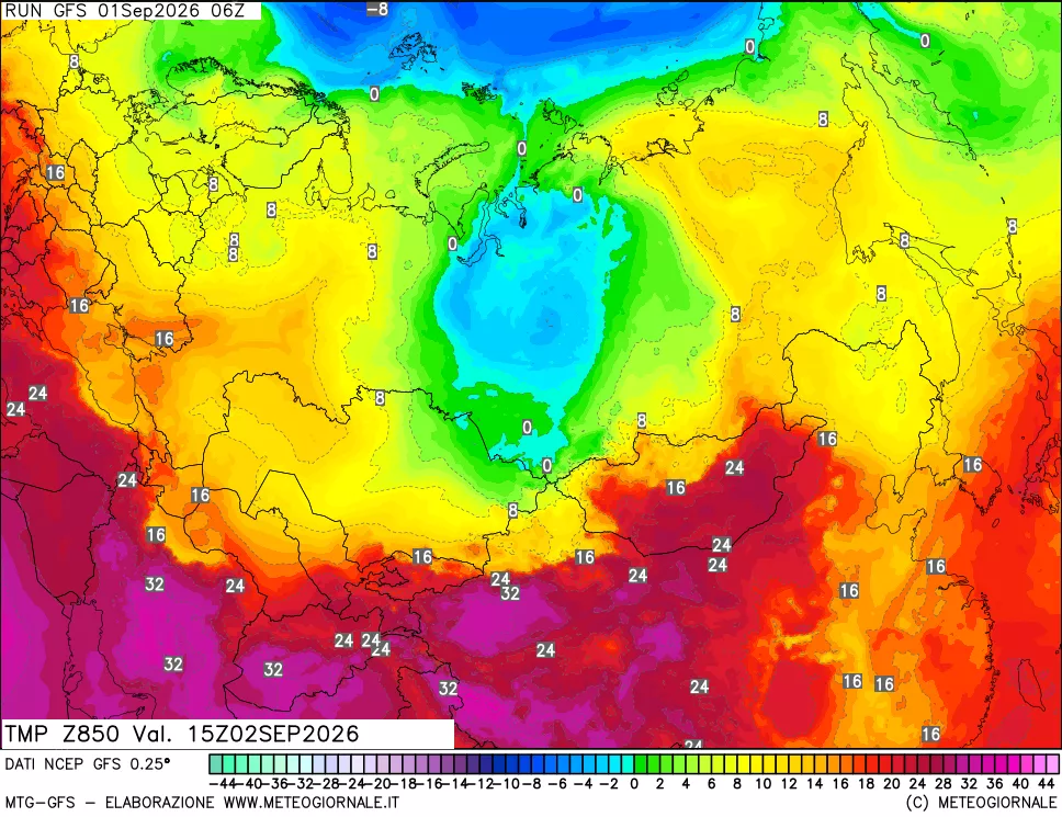 mappa 850 hPa Temp